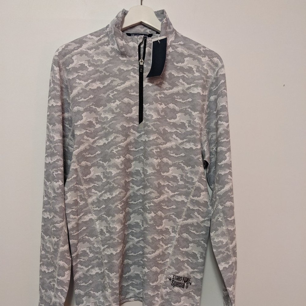 NEW TAGS ON Cutter & Buck Athletic 3/4 Zip in White Camo Sz S